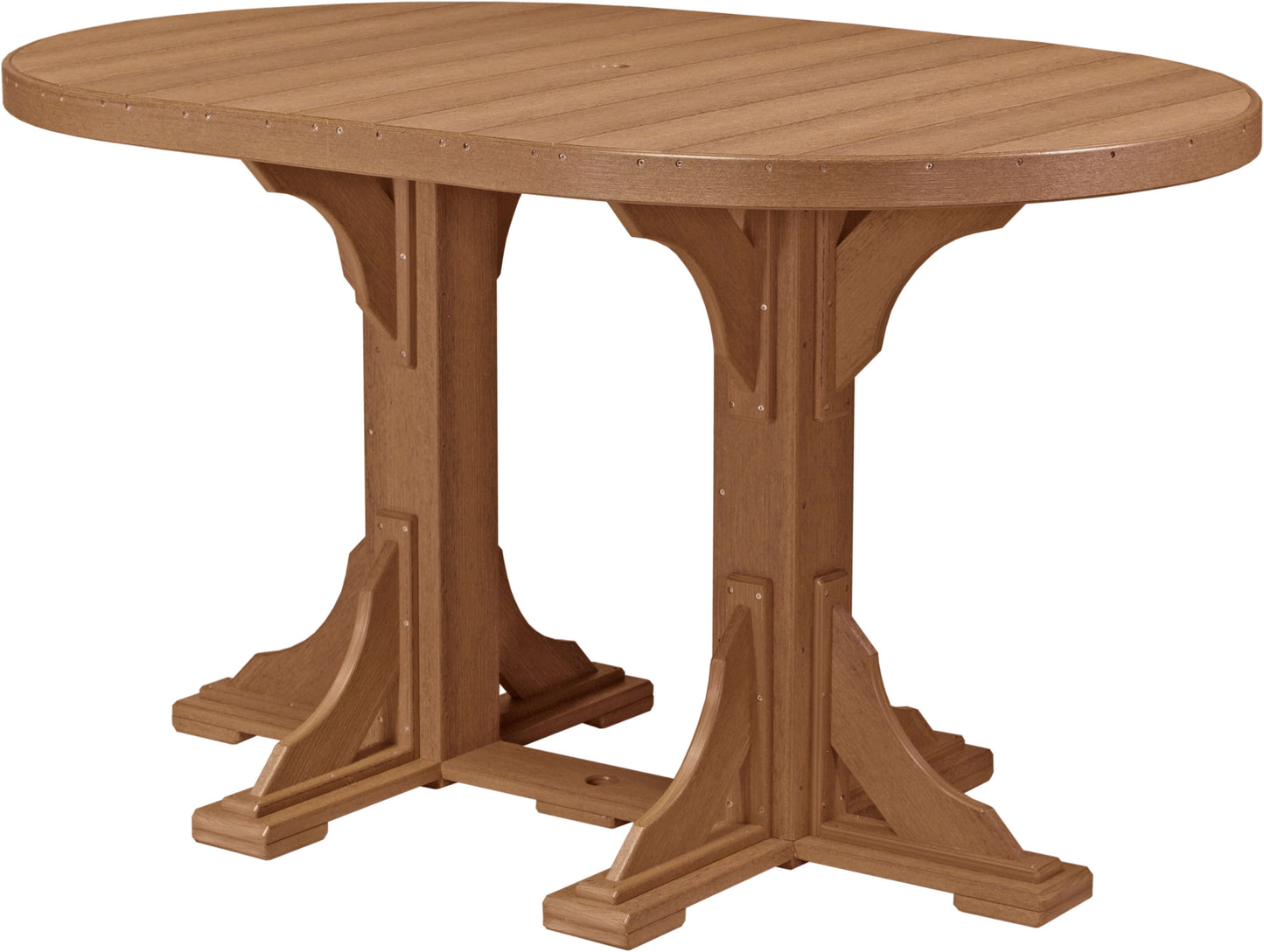 LuxCraft 6' Oval Outdoor Dining Table features umbrella hole for added shade and variety of color options
