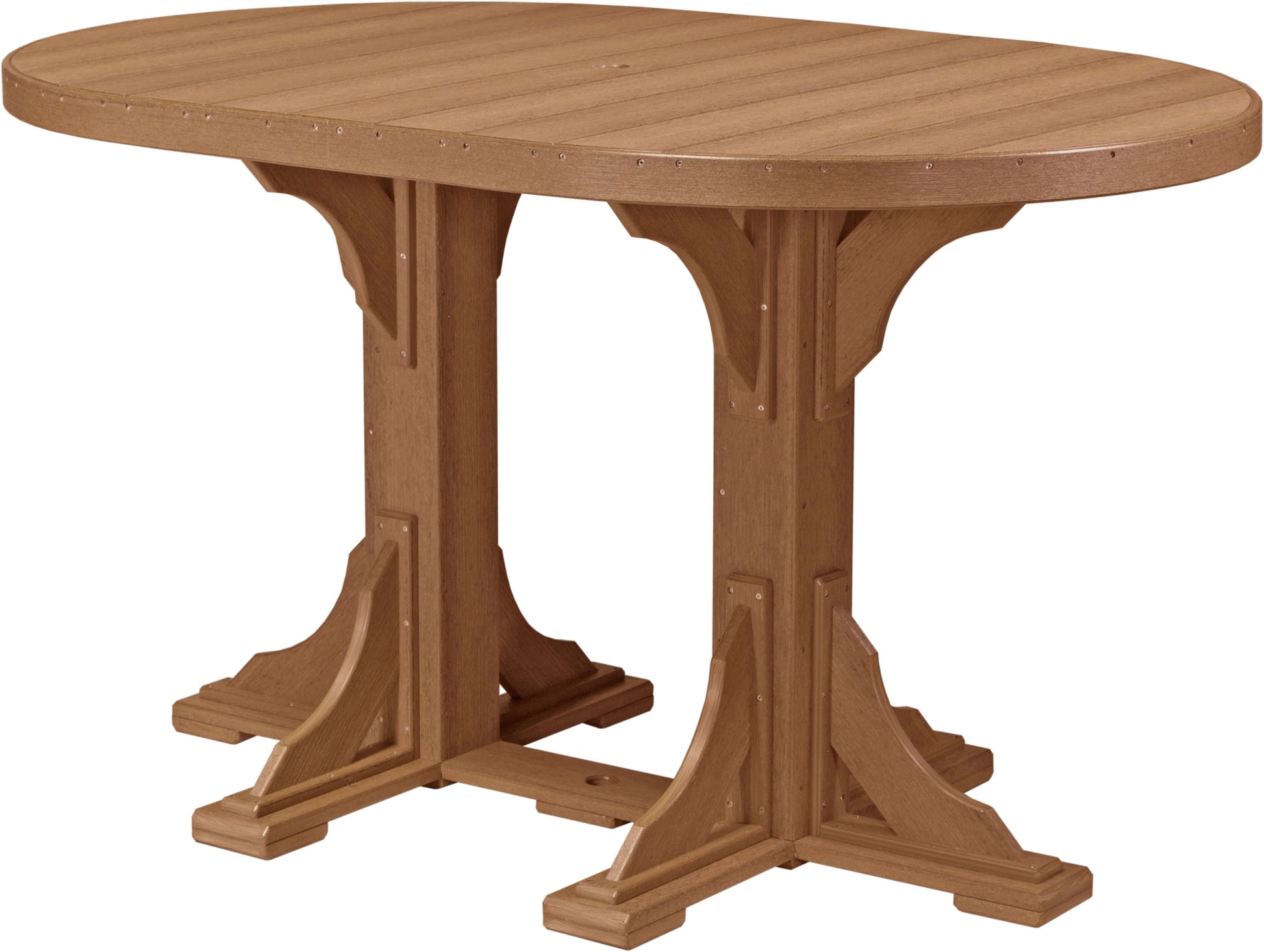 LuxCraft 6' Oval Outdoor Dining Table features umbrella hole for added shade and variety of color options
