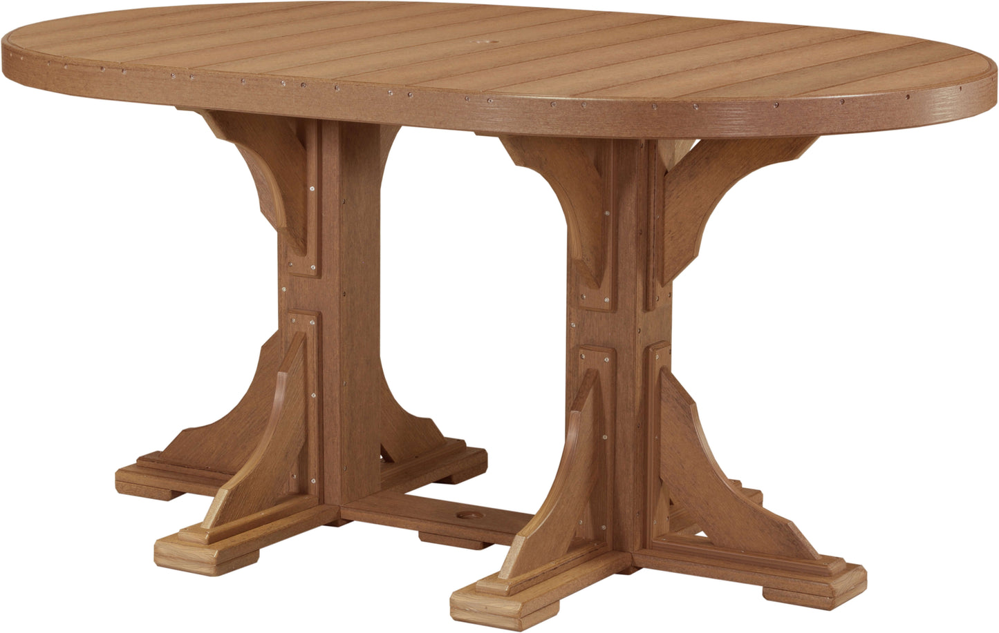 LuxCraft 6' Oval Outdoor Dining Table features umbrella hole for added shade and variety of color options