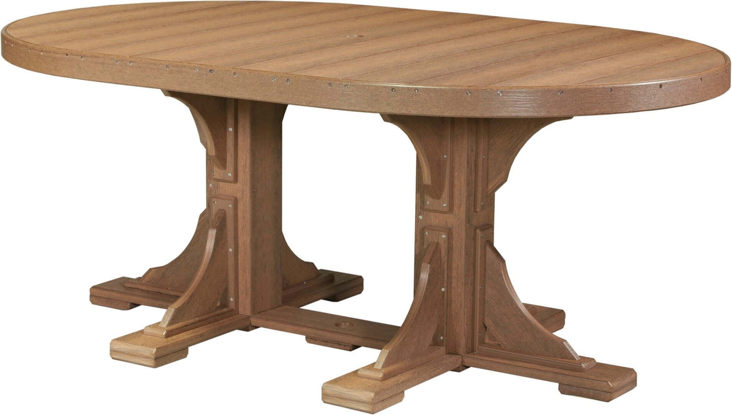 LuxCraft 6' Oval Outdoor Dining Table features umbrella hole for added shade and variety of color options