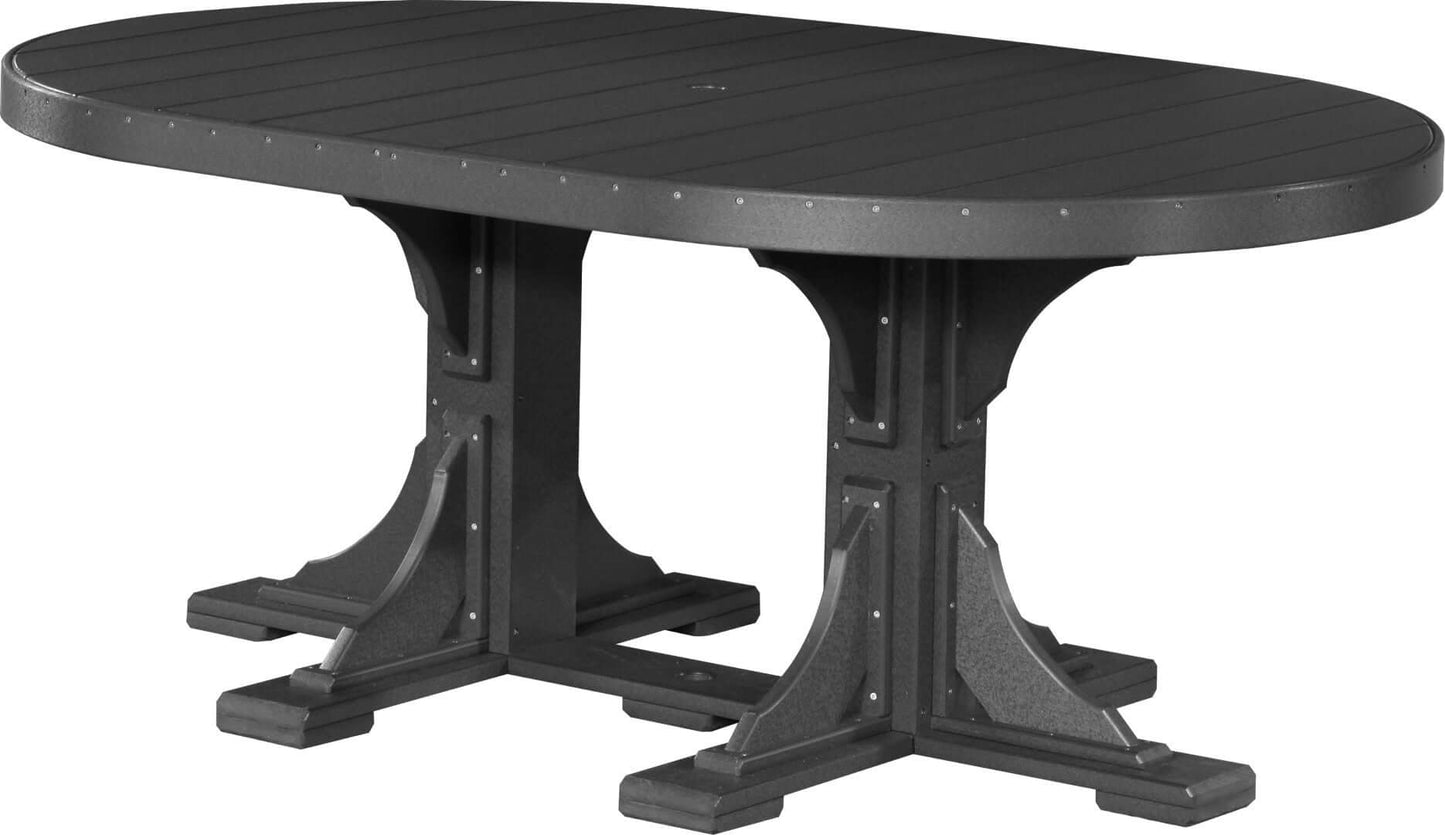 LuxCraft 6' Oval Outdoor Dining Table features umbrella hole for added shade and variety of color options