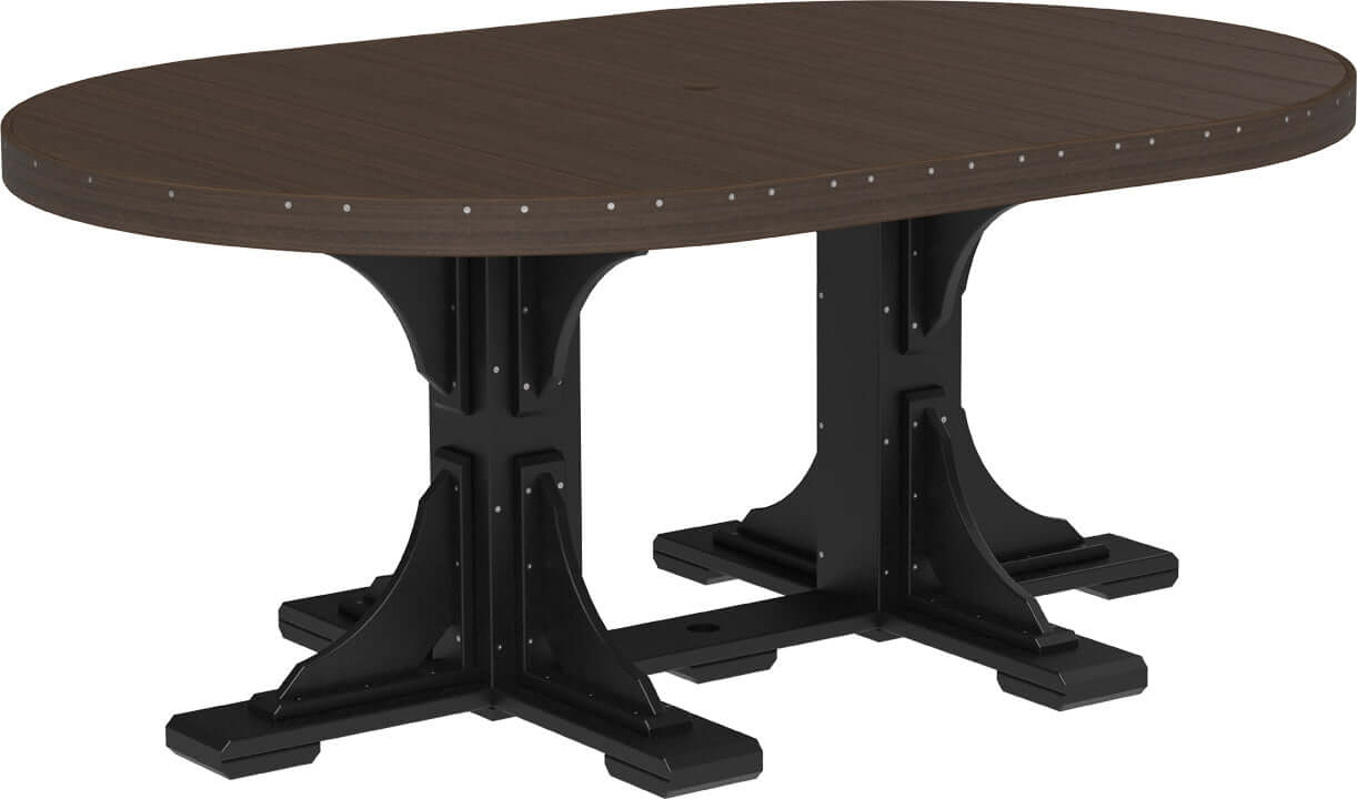 LuxCraft 6' Oval Outdoor Dining Table features umbrella hole for added shade and variety of color options