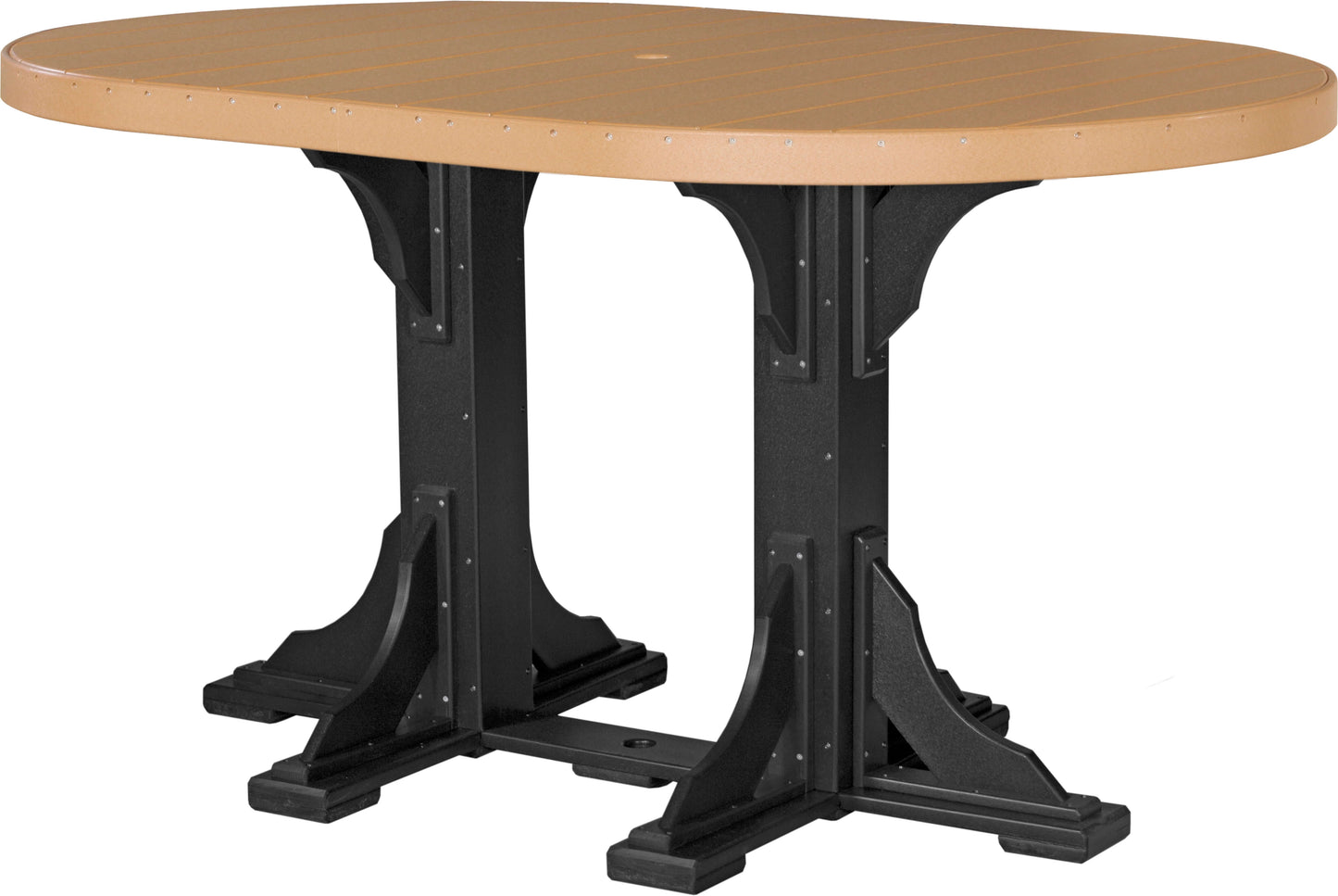 LuxCraft 6' Oval Outdoor Dining Table features umbrella hole for added shade and variety of color options
