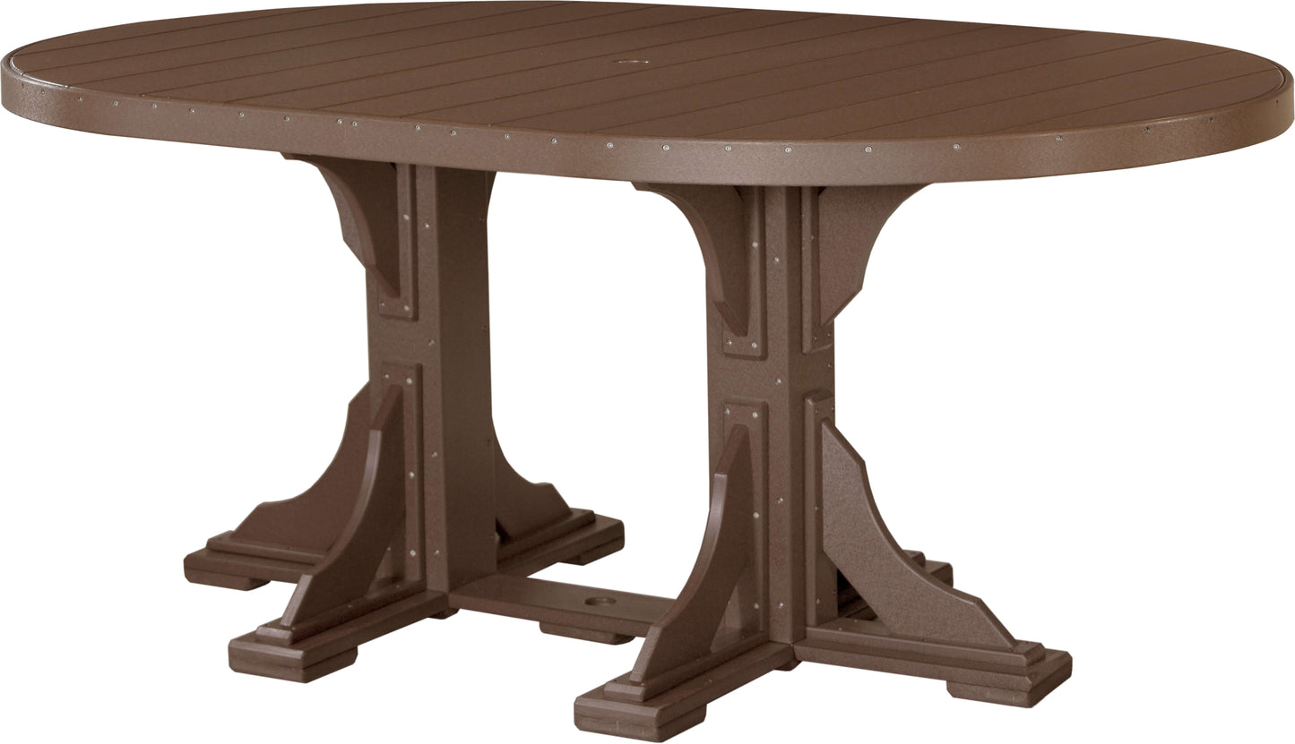 LuxCraft 6' Oval Outdoor Dining Table features umbrella hole for added shade and variety of color options