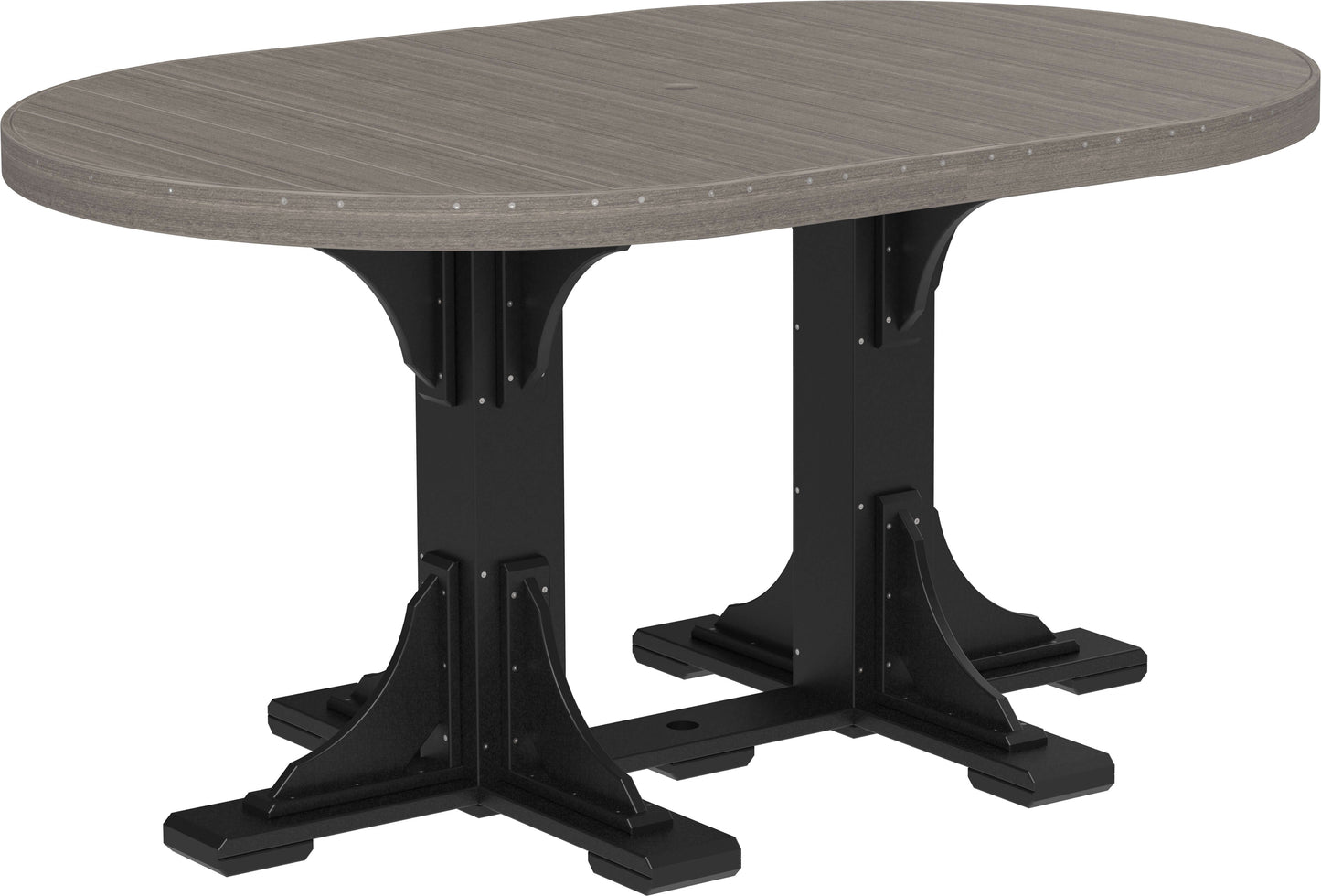 LuxCraft 6' Oval Outdoor Dining Table features umbrella hole for added shade and variety of color options