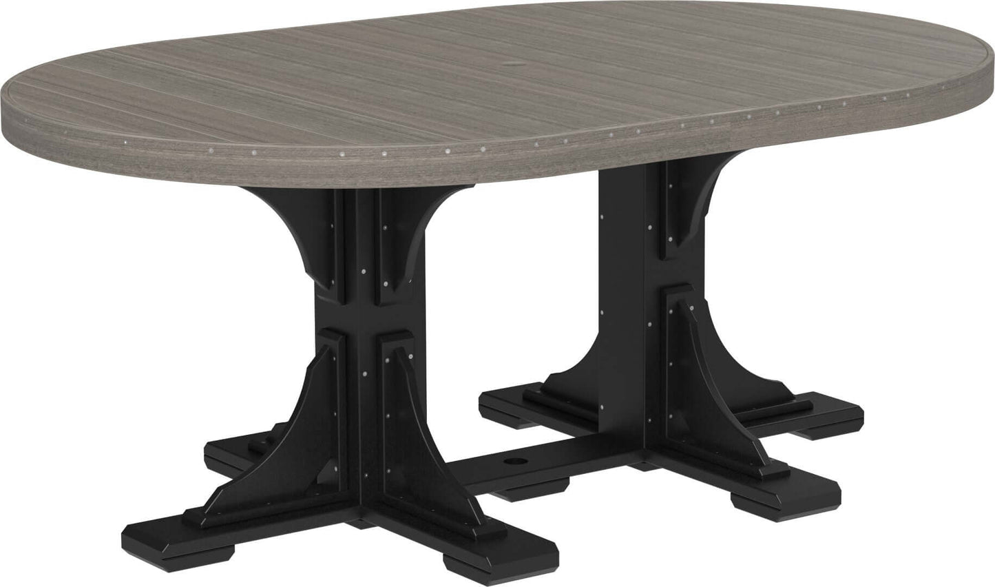 LuxCraft 6' Oval Outdoor Dining Table features umbrella hole for added shade and variety of color options