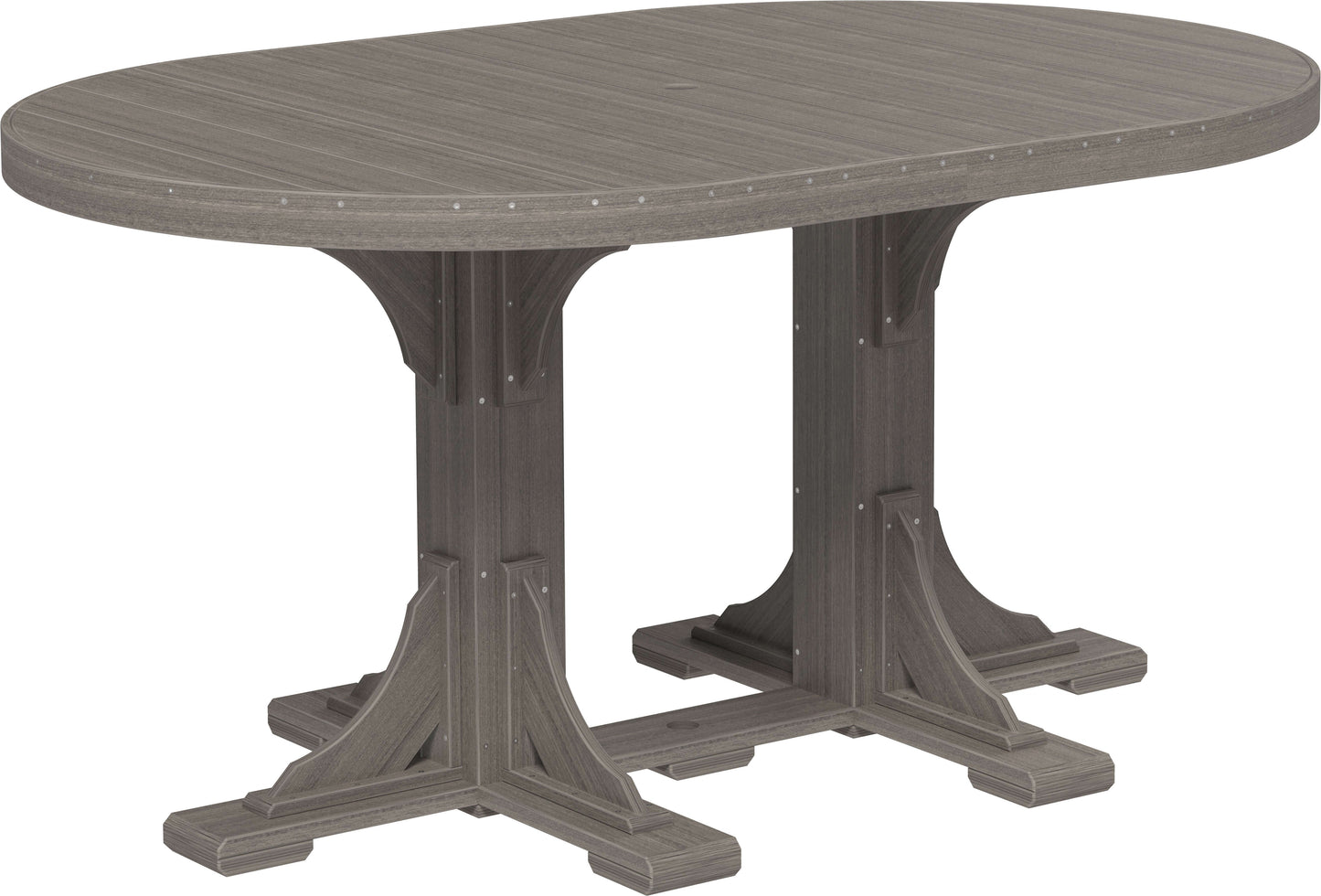 LuxCraft 6' Oval Outdoor Dining Table features umbrella hole for added shade and variety of color options