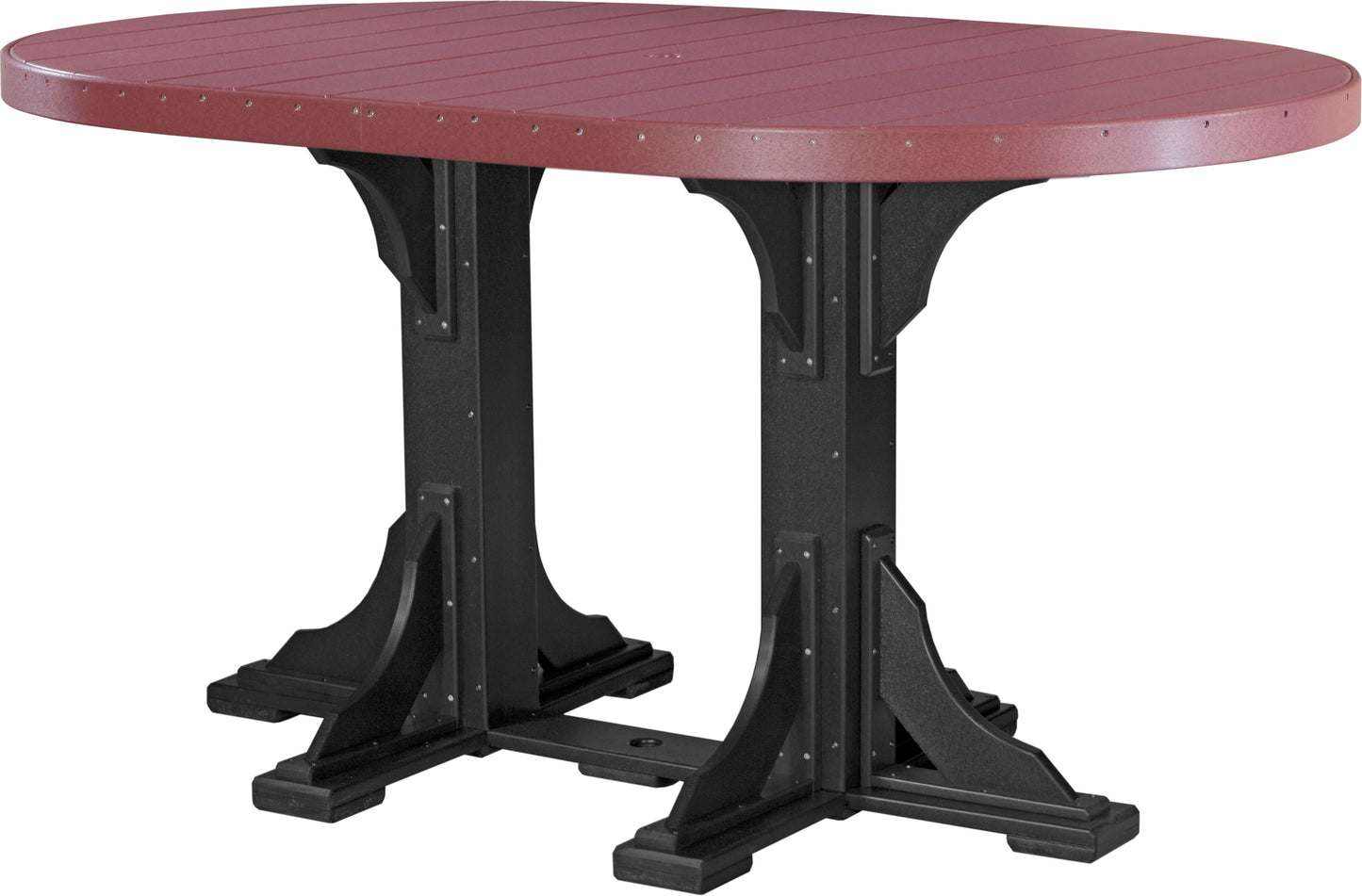 LuxCraft 6' Oval Outdoor Dining Table features umbrella hole for added shade and variety of color options