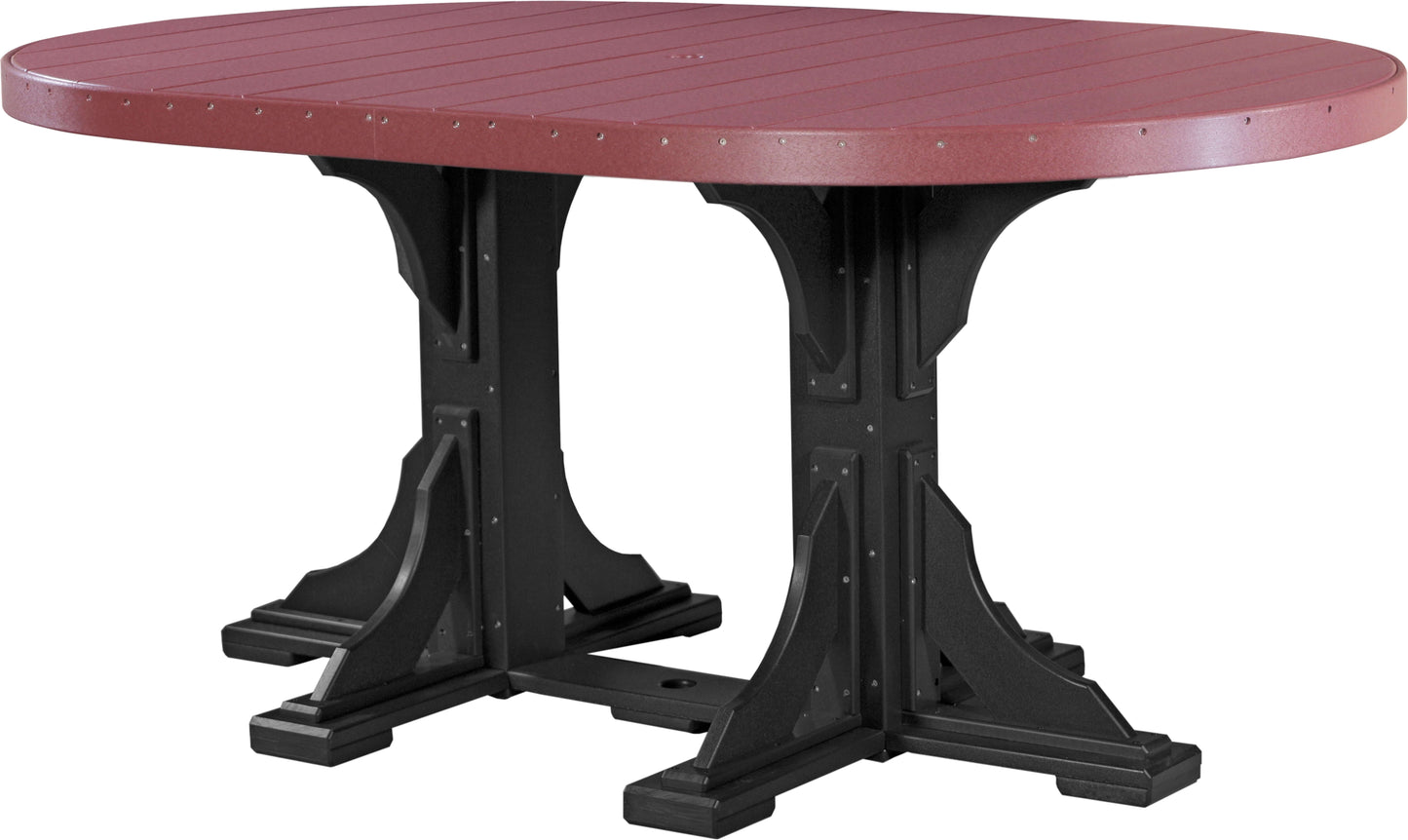 LuxCraft 6' Oval Outdoor Dining Table features umbrella hole for added shade and variety of color options