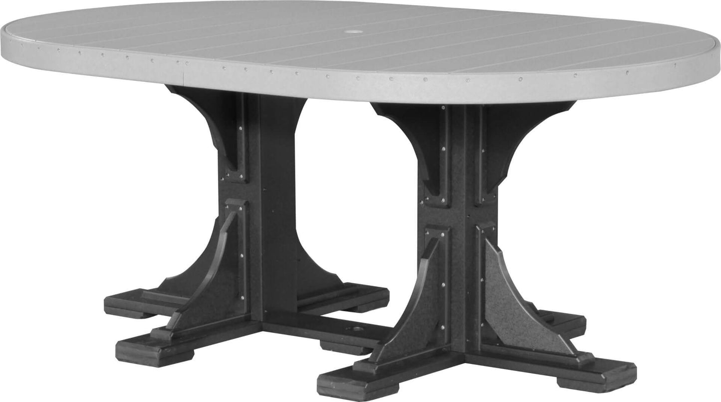 LuxCraft 6' Oval Outdoor Dining Table features umbrella hole for added shade and variety of color options