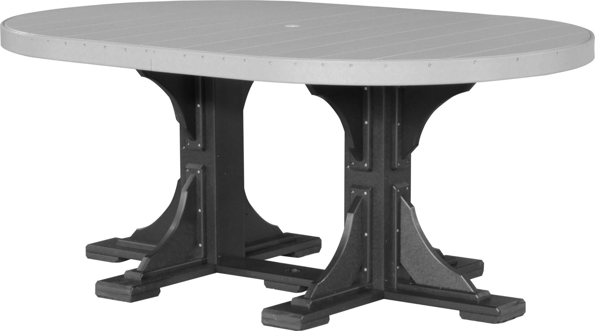 LuxCraft 6' Oval Outdoor Dining Table features umbrella hole for added shade and variety of color options