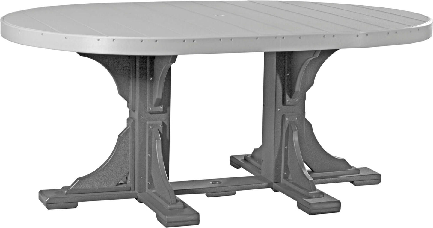 LuxCraft 6' Oval Outdoor Dining Table features umbrella hole for added shade and variety of color options