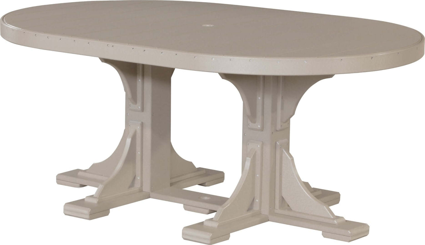 LuxCraft 6' Oval Outdoor Dining Table features umbrella hole for added shade and variety of color options