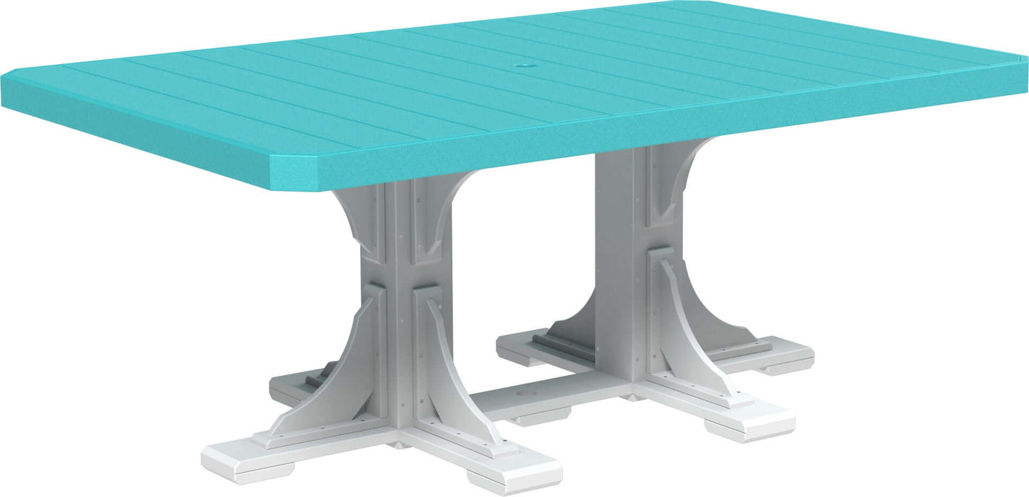LuxCraft 6-foot rectangular Outdoor Dining Table features umbrella hole for added shade and variety of color options