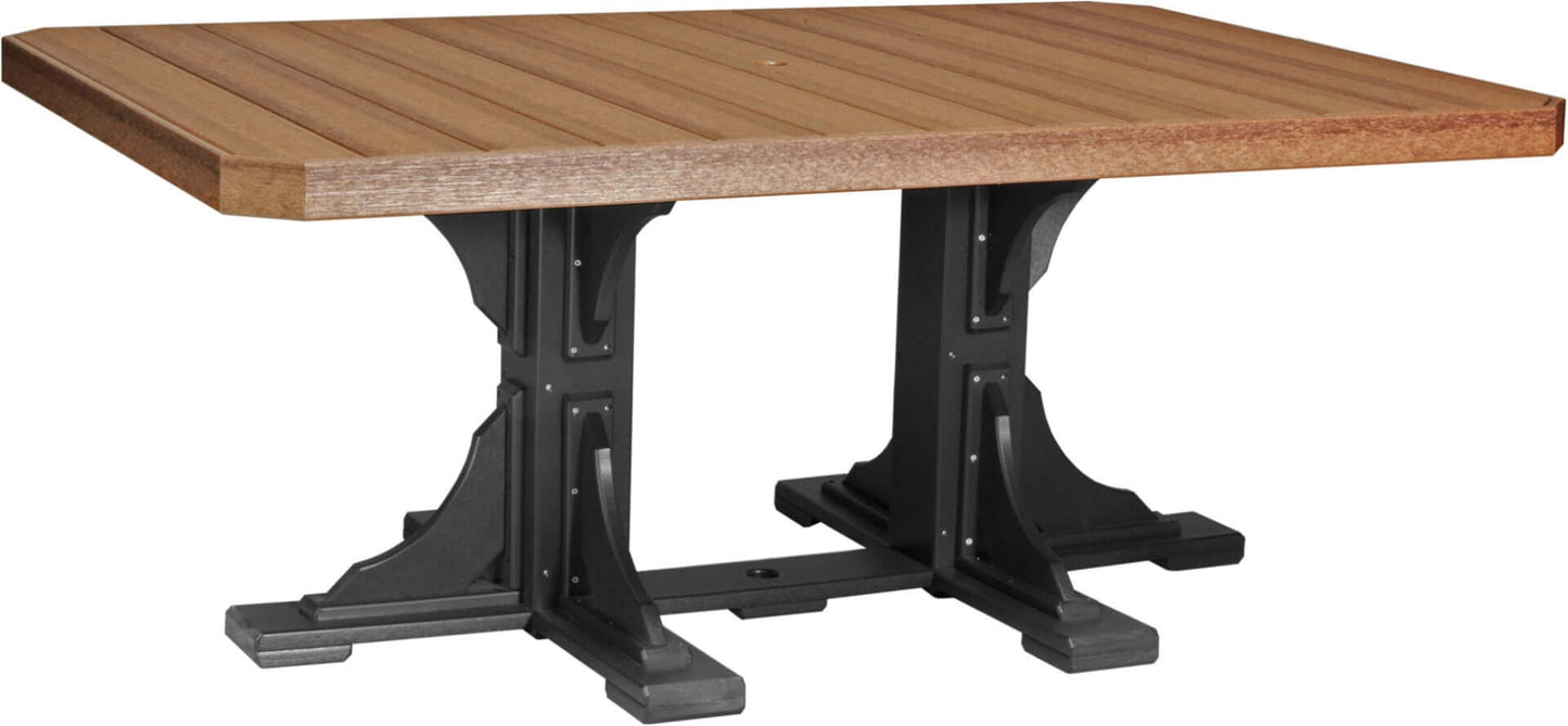 LuxCraft 6-foot rectangular Outdoor Dining Table features umbrella hole for added shade and variety of color options