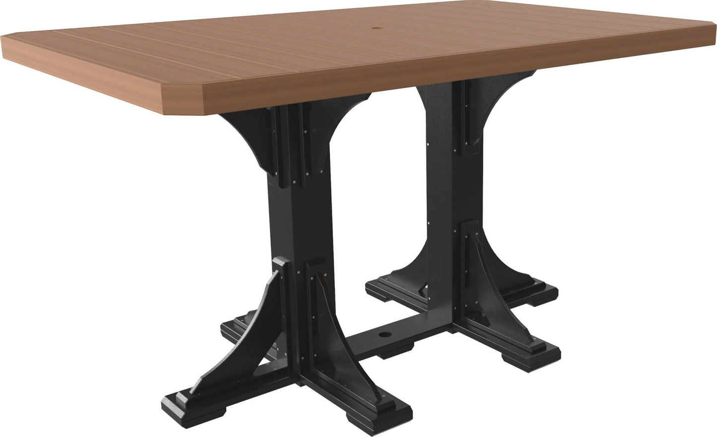 LuxCraft 6-foot rectangular Outdoor Dining Table features umbrella hole for added shade and variety of color options