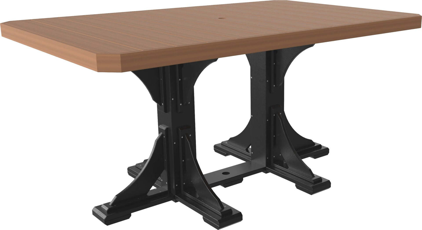 LuxCraft 6-foot rectangular Outdoor Dining Table features umbrella hole for added shade and variety of color options