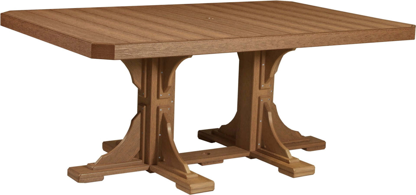 LuxCraft 6-foot rectangular Outdoor Dining Table features umbrella hole for added shade and variety of color options