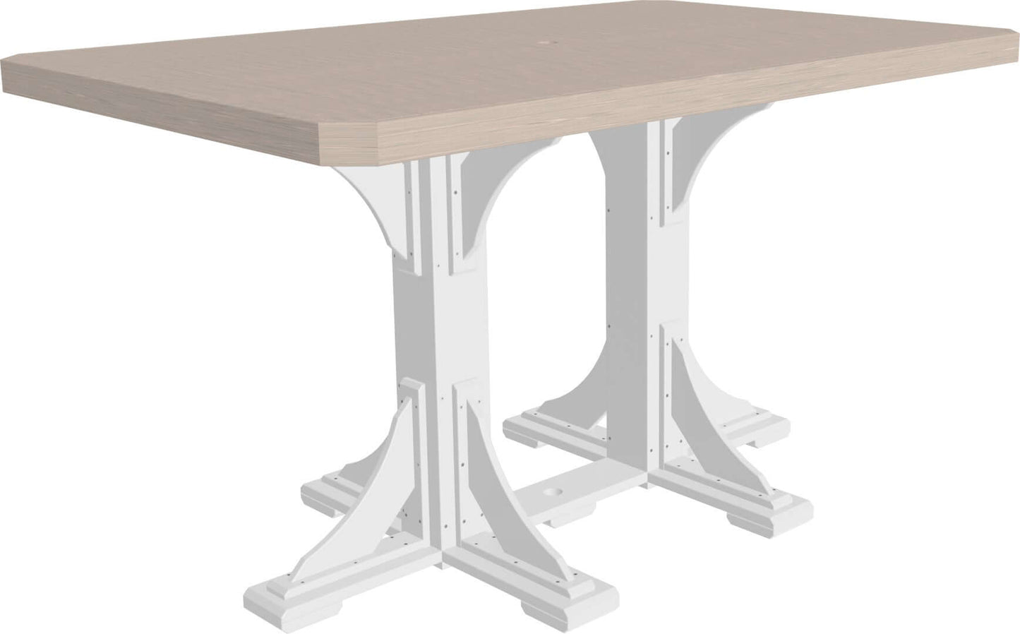 LuxCraft 6-foot rectangular Outdoor Dining Table features umbrella hole for added shade and variety of color options
