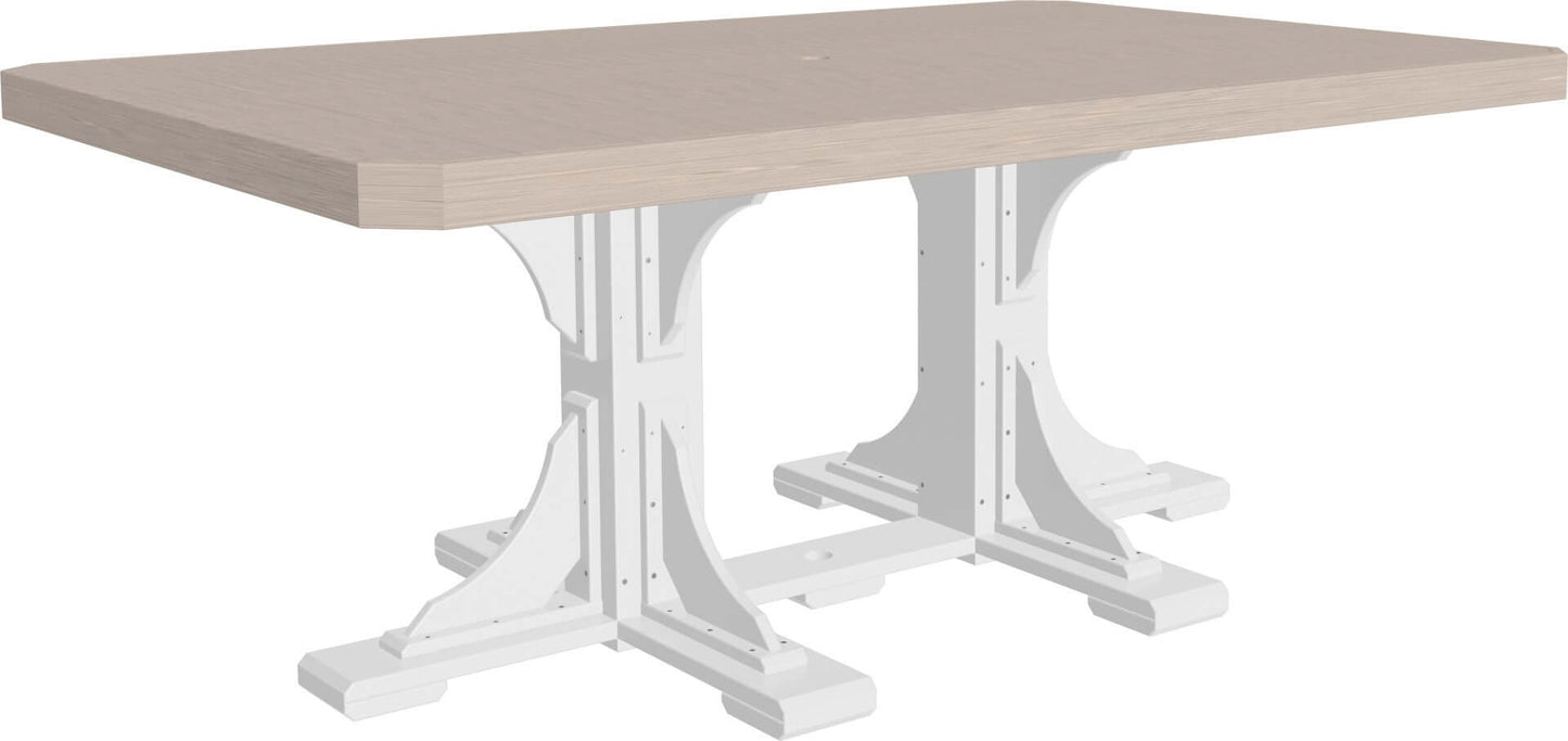 LuxCraft 6-foot rectangular Outdoor Dining Table features umbrella hole for added shade and variety of color options
