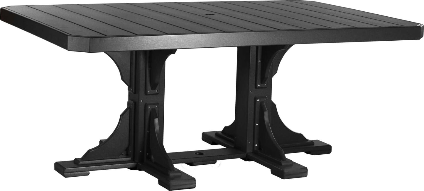 LuxCraft 6-foot rectangular Outdoor Dining Table features umbrella hole for added shade and variety of color options