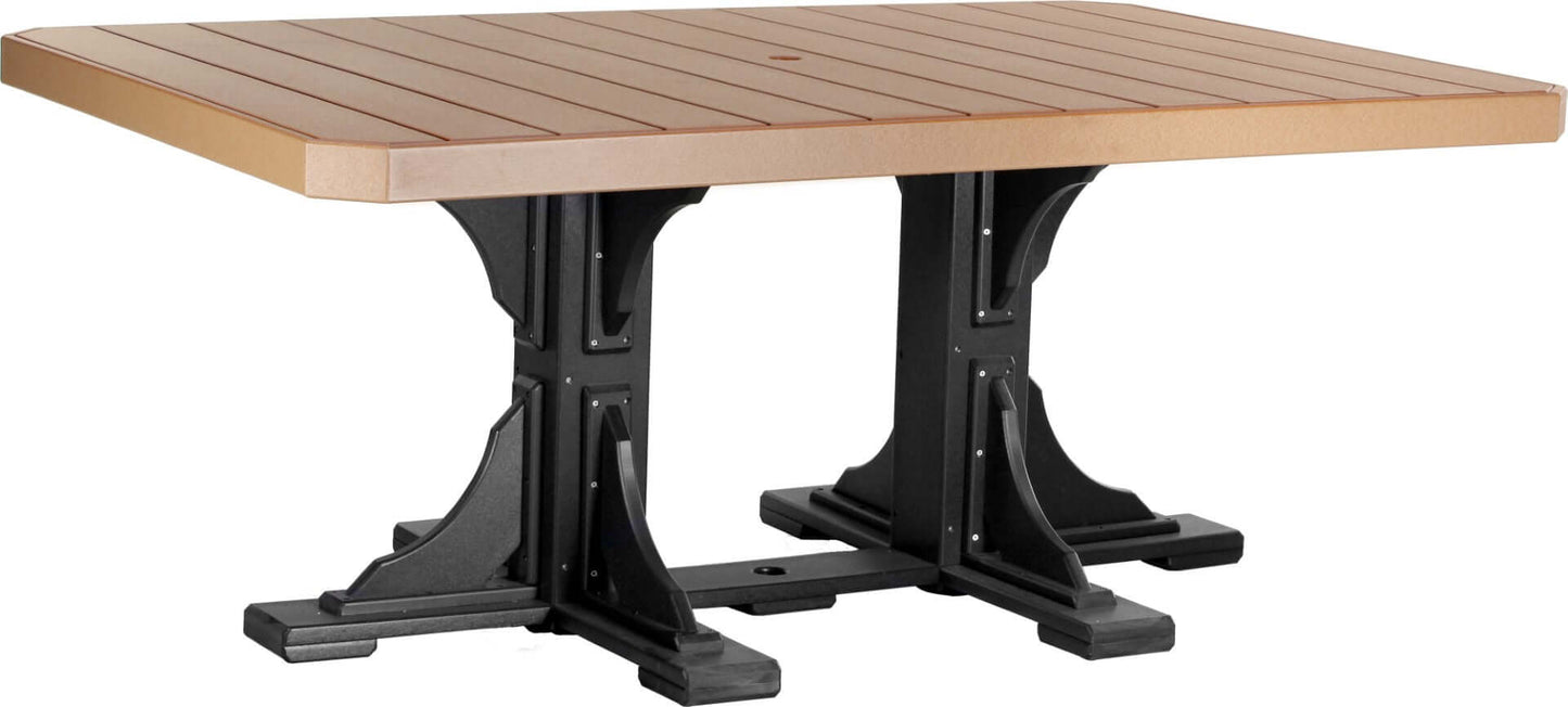 LuxCraft 6-foot rectangular Outdoor Dining Table features umbrella hole for added shade and variety of color options