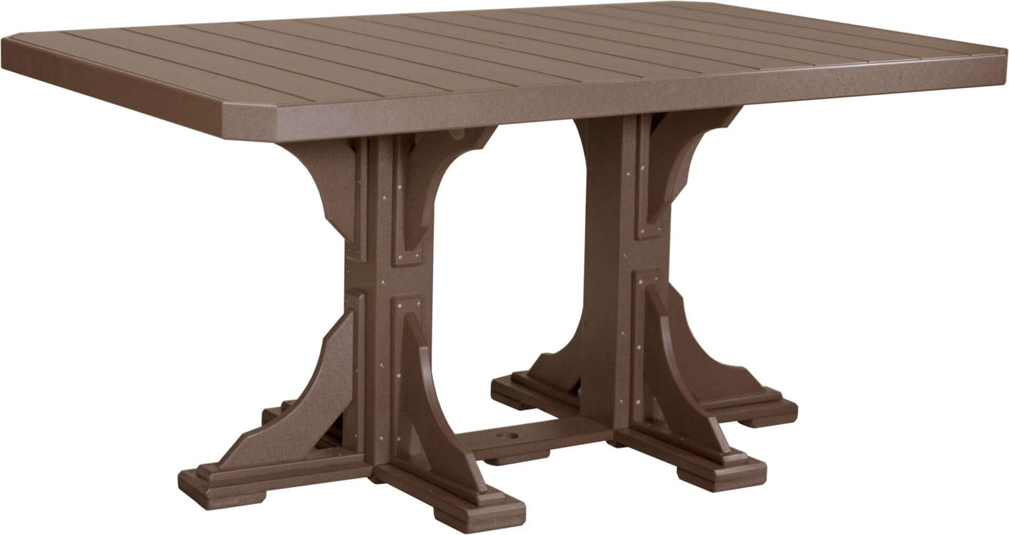 LuxCraft 6-foot rectangular Outdoor Dining Table features umbrella hole for added shade and variety of color options