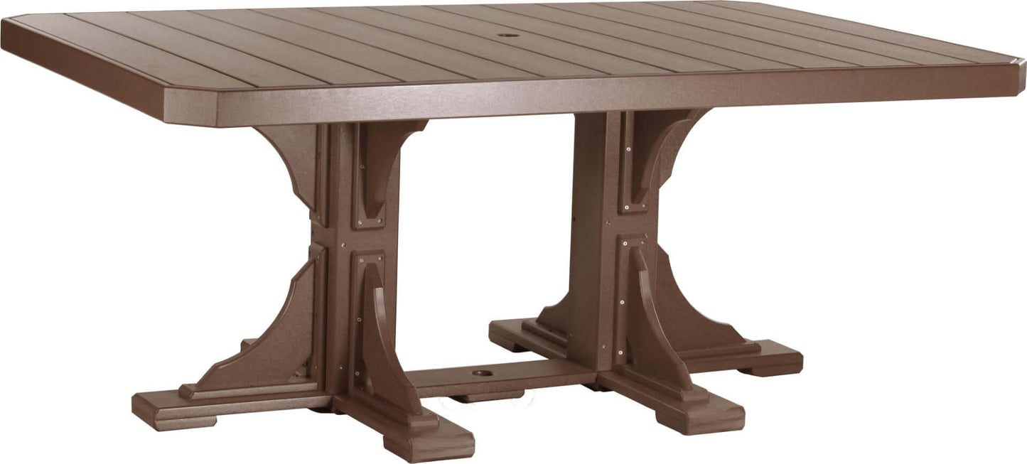 LuxCraft 6-foot rectangular Outdoor Dining Table features umbrella hole for added shade and variety of color options