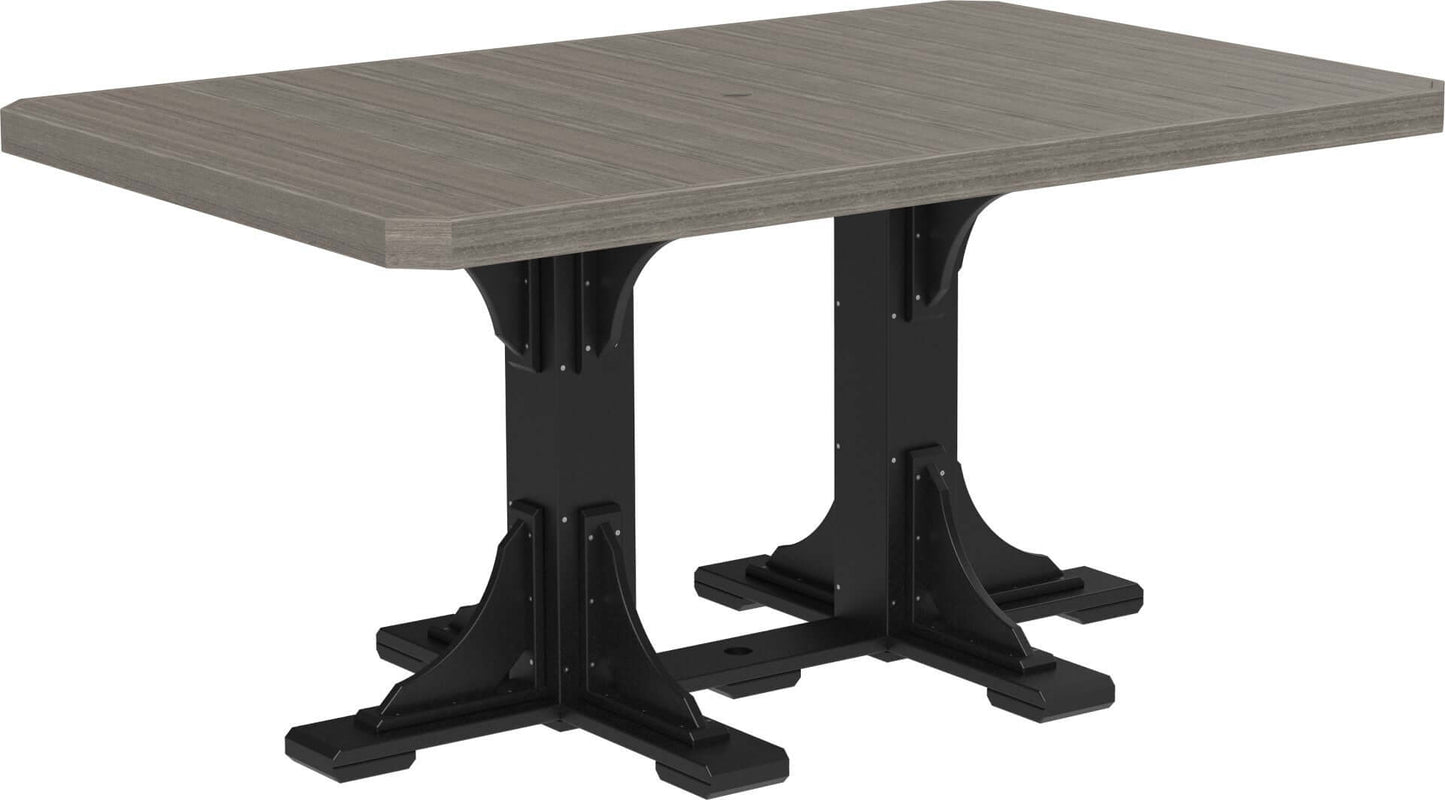 LuxCraft 6-foot rectangular Outdoor Dining Table features umbrella hole for added shade and variety of color options