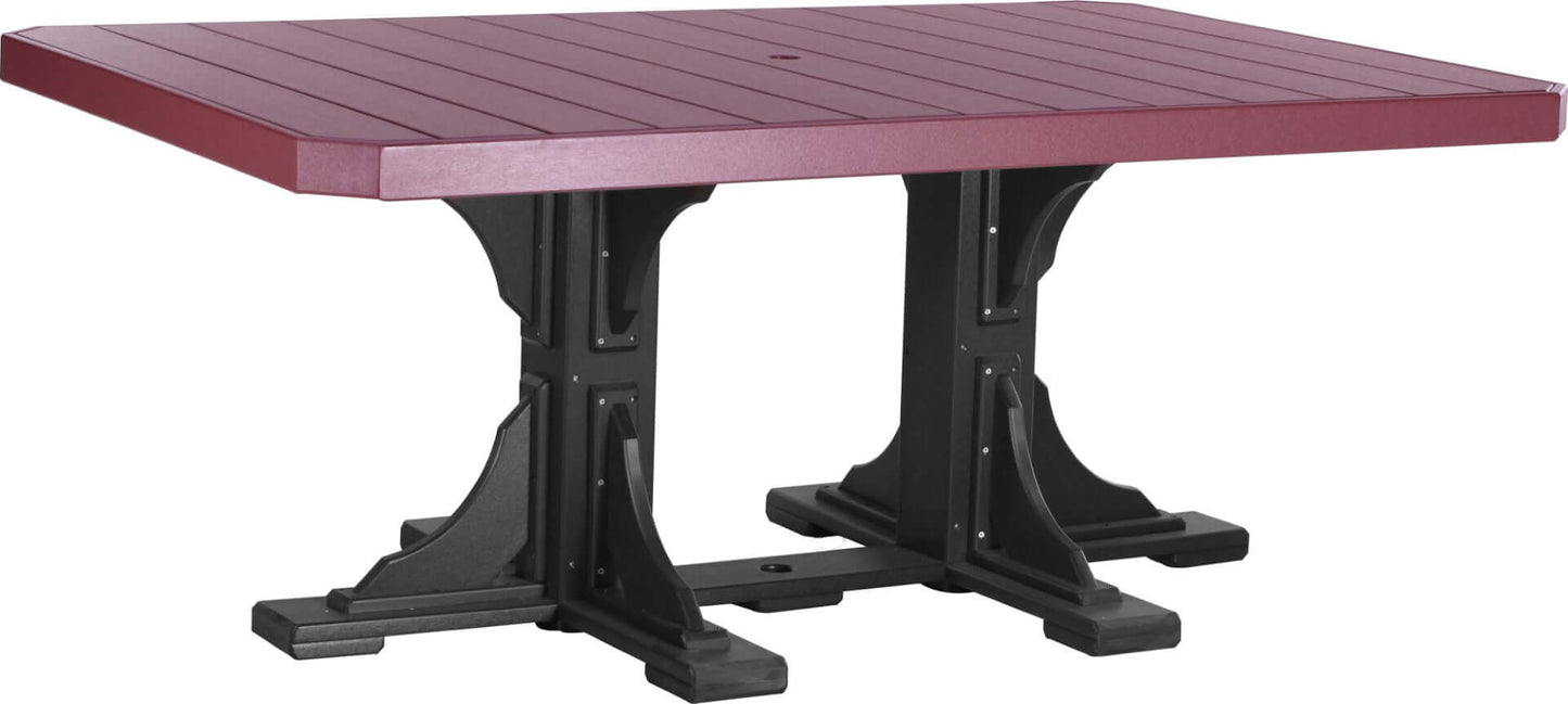 LuxCraft 6-foot rectangular Outdoor Dining Table features umbrella hole for added shade and variety of color options
