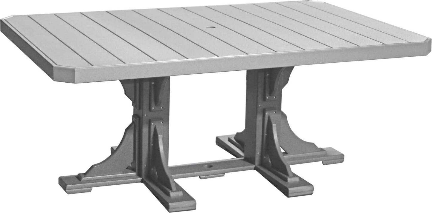 LuxCraft 6-foot rectangular Outdoor Dining Table features umbrella hole for added shade and variety of color options
