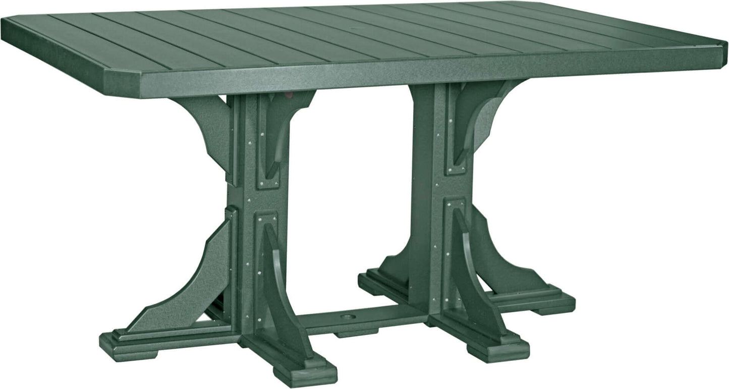 LuxCraft 6-foot rectangular Outdoor Dining Table features umbrella hole for added shade and variety of color options
