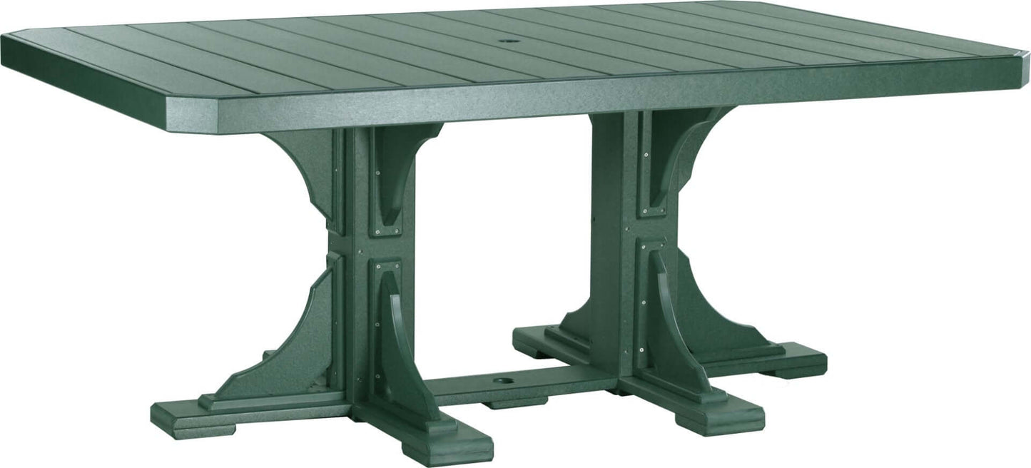 LuxCraft 6-foot rectangular Outdoor Dining Table features umbrella hole for added shade and variety of color options