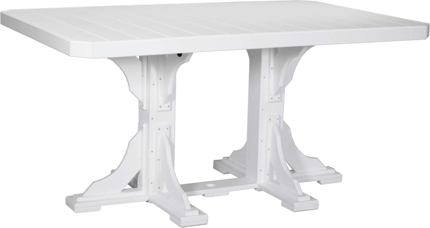 LuxCraft 6-foot rectangular Outdoor Dining Table features umbrella hole for added shade and variety of color options