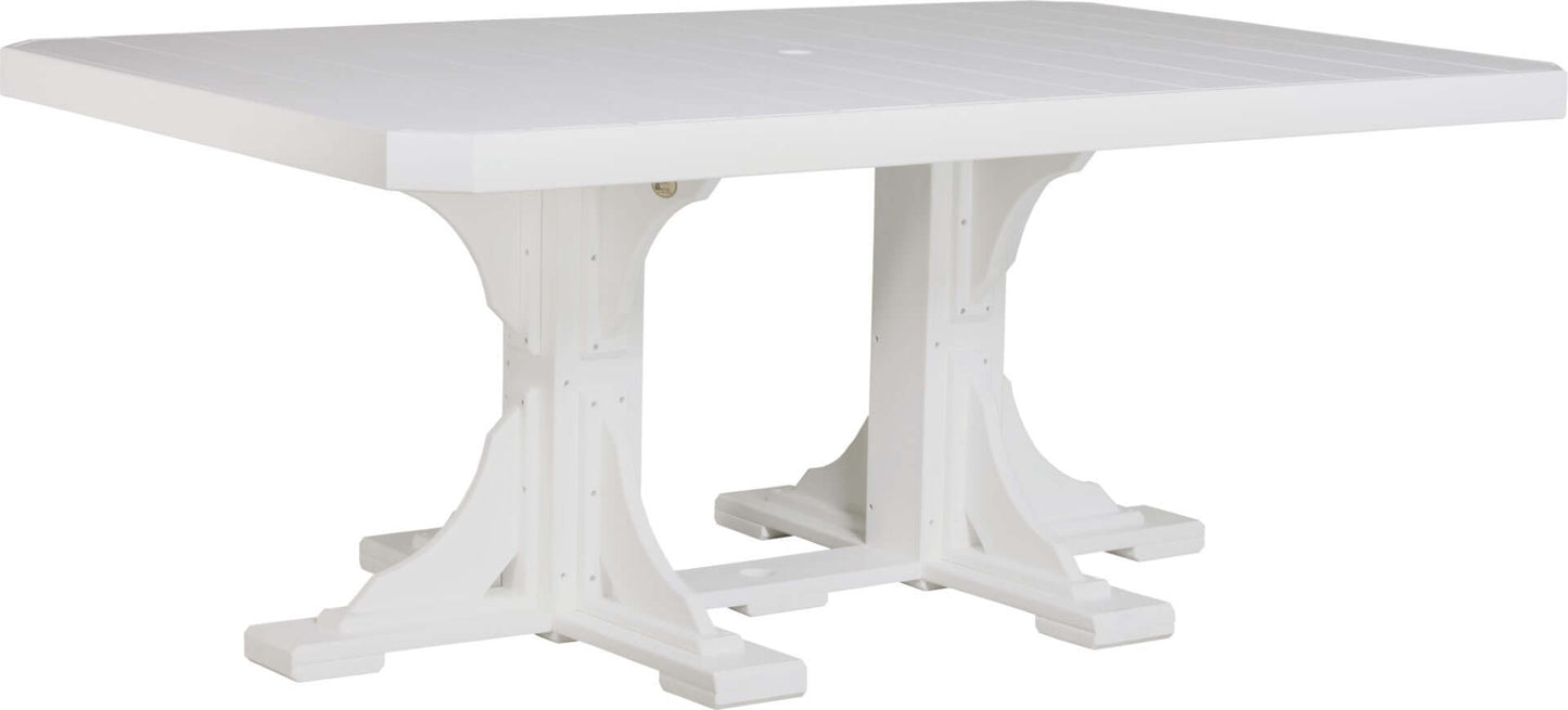 LuxCraft 6-foot rectangular Outdoor Dining Table features umbrella hole for added shade and variety of color options