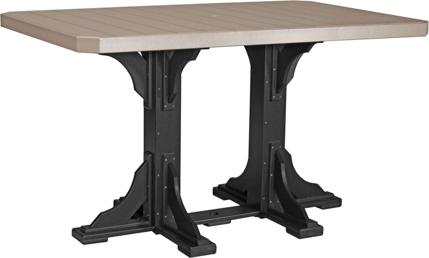 LuxCraft 6-foot rectangular Outdoor Dining Table features umbrella hole for added shade and variety of color options