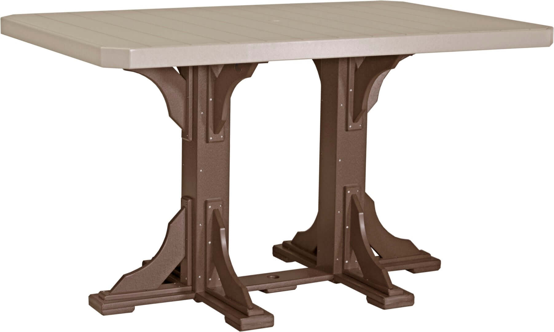 LuxCraft 6-foot rectangular Outdoor Dining Table features umbrella hole for added shade and variety of color options
