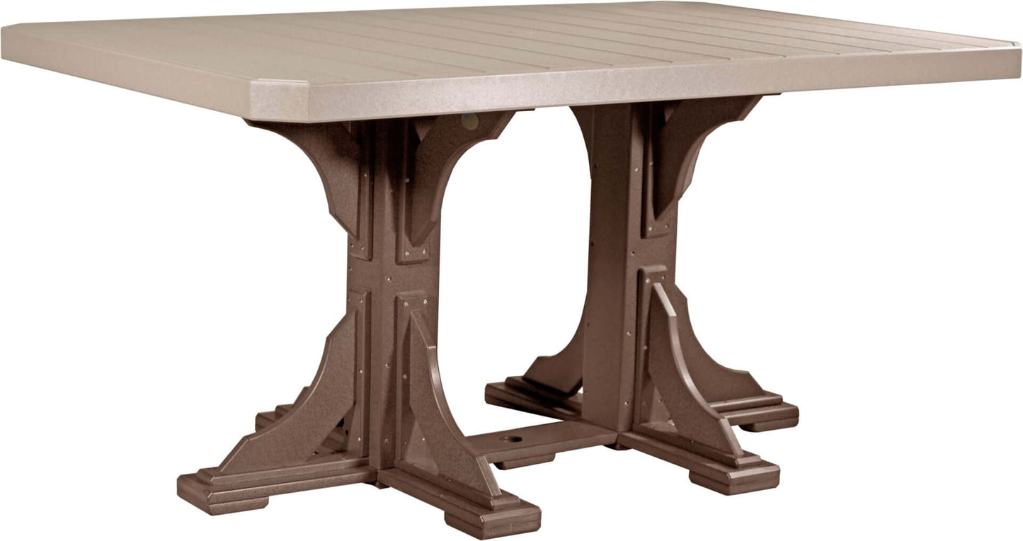 LuxCraft 6-foot rectangular Outdoor Dining Table features umbrella hole for added shade and variety of color options