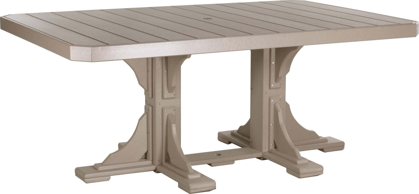 LuxCraft 6-foot rectangular Outdoor Dining Table features umbrella hole for added shade and variety of color options