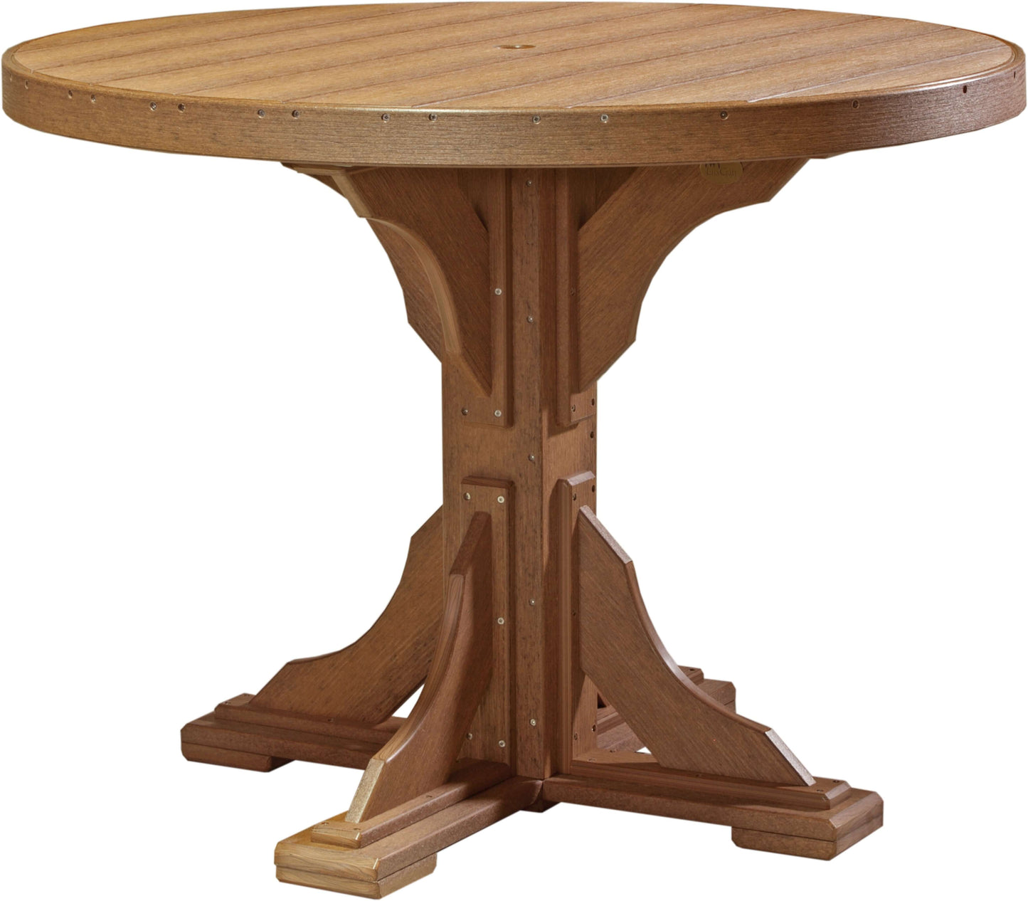 LuxCraft 4' Round Outdoor Dining Table features umbrella hole for added shade and variety of color options