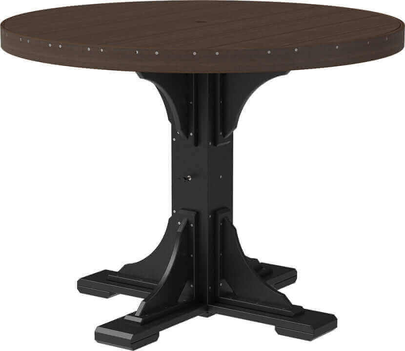 LuxCraft 4' Round Outdoor Dining Table features umbrella hole for added shade and variety of color options