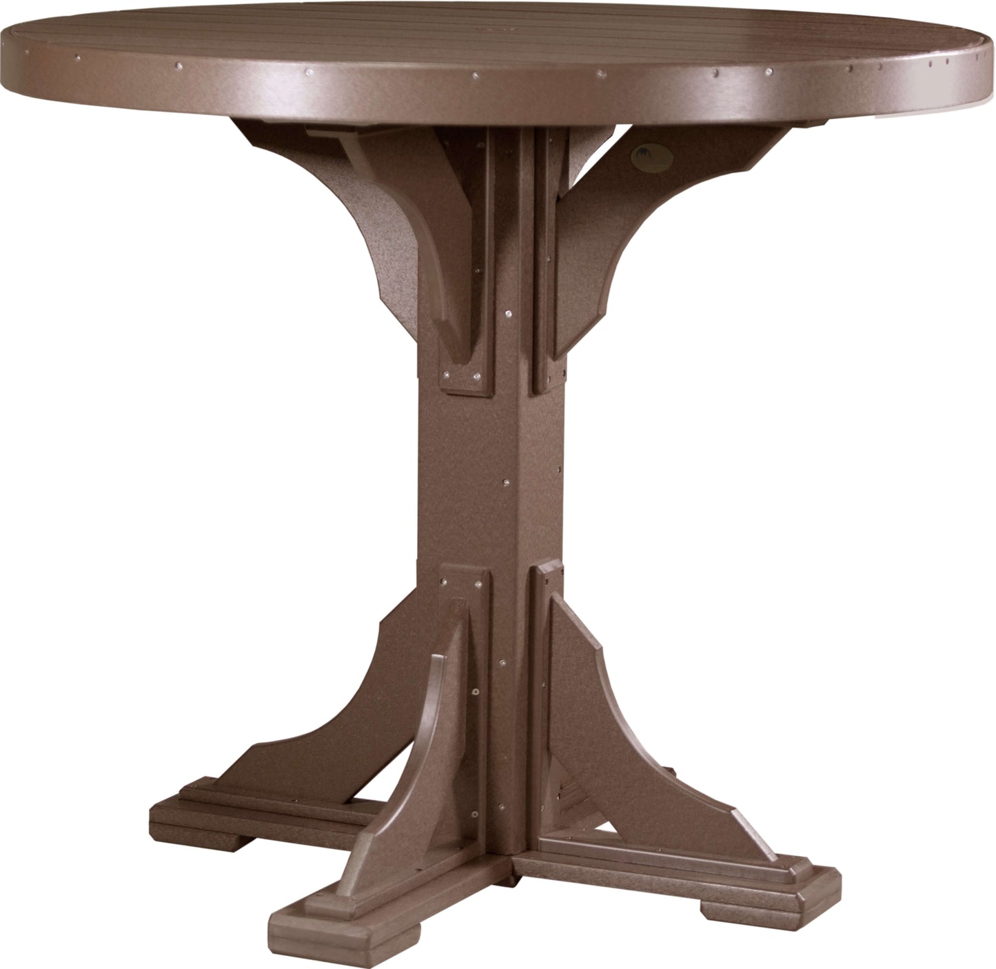 LuxCraft 4' Round Outdoor Dining Table features umbrella hole for added shade and variety of color options