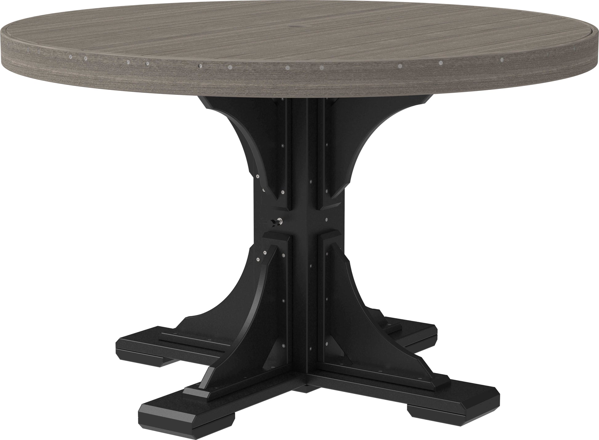 LuxCraft 4' Round Outdoor Dining Table features umbrella hole for added shade and variety of color options