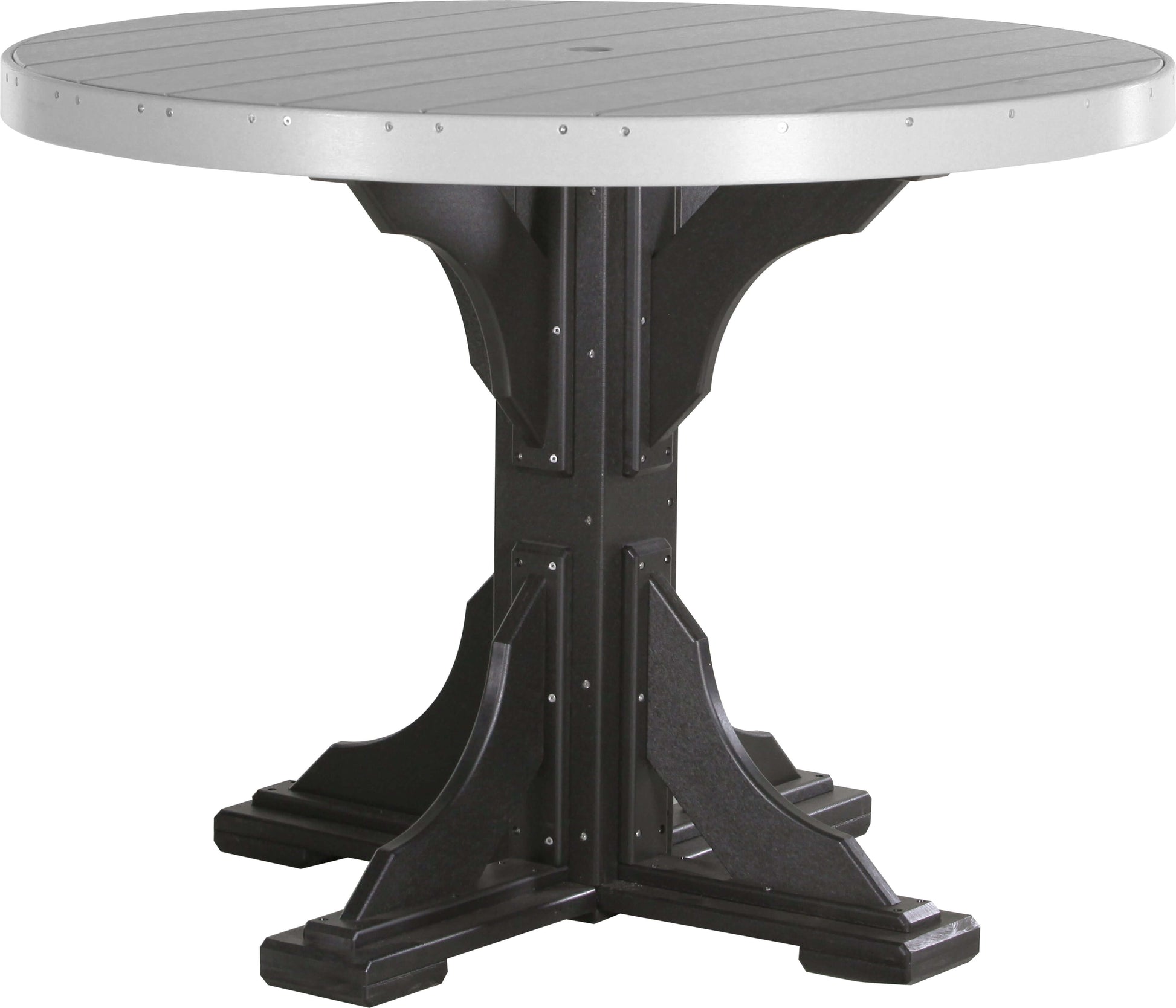 LuxCraft 4' Round Outdoor Dining Table features umbrella hole for added shade and variety of color options
