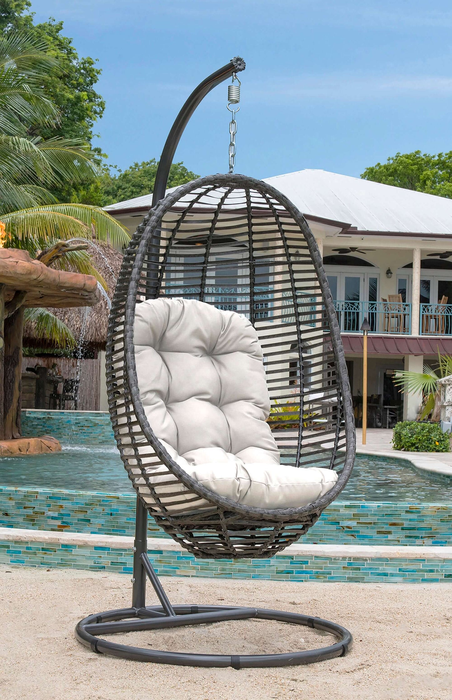 Panama Jack weather-resistant outdoor hanging chair with cushion