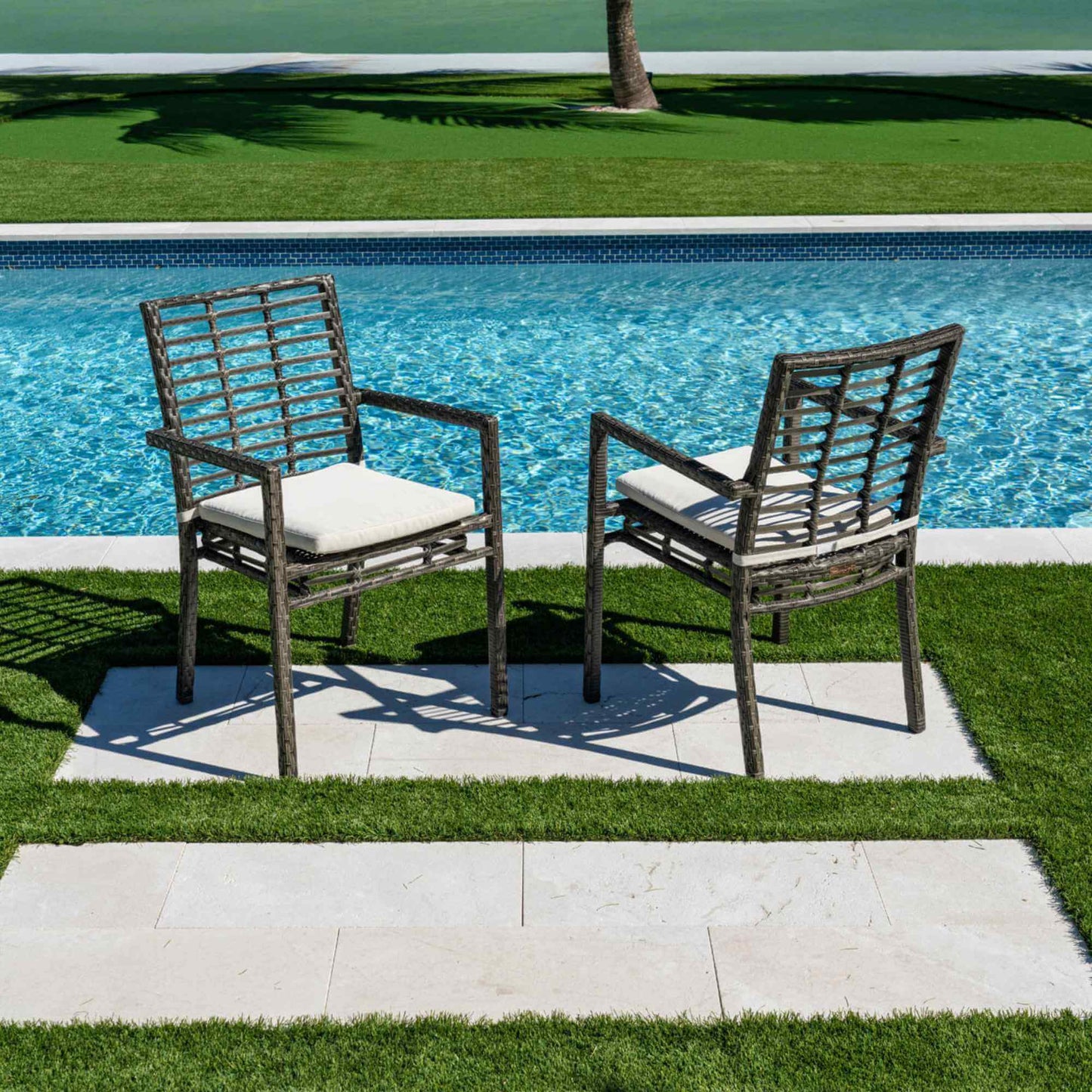 Panama Jack UV and weather-resistant stackable outdoor armchairs with cushions set of 2