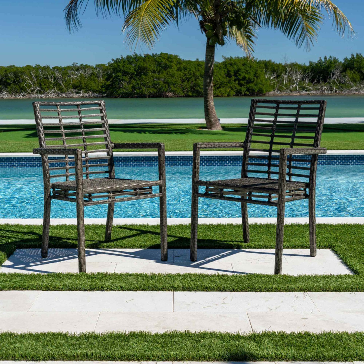 Panama Jack UV and weather-resistant stackable outdoor armchairs with cushions set of 2