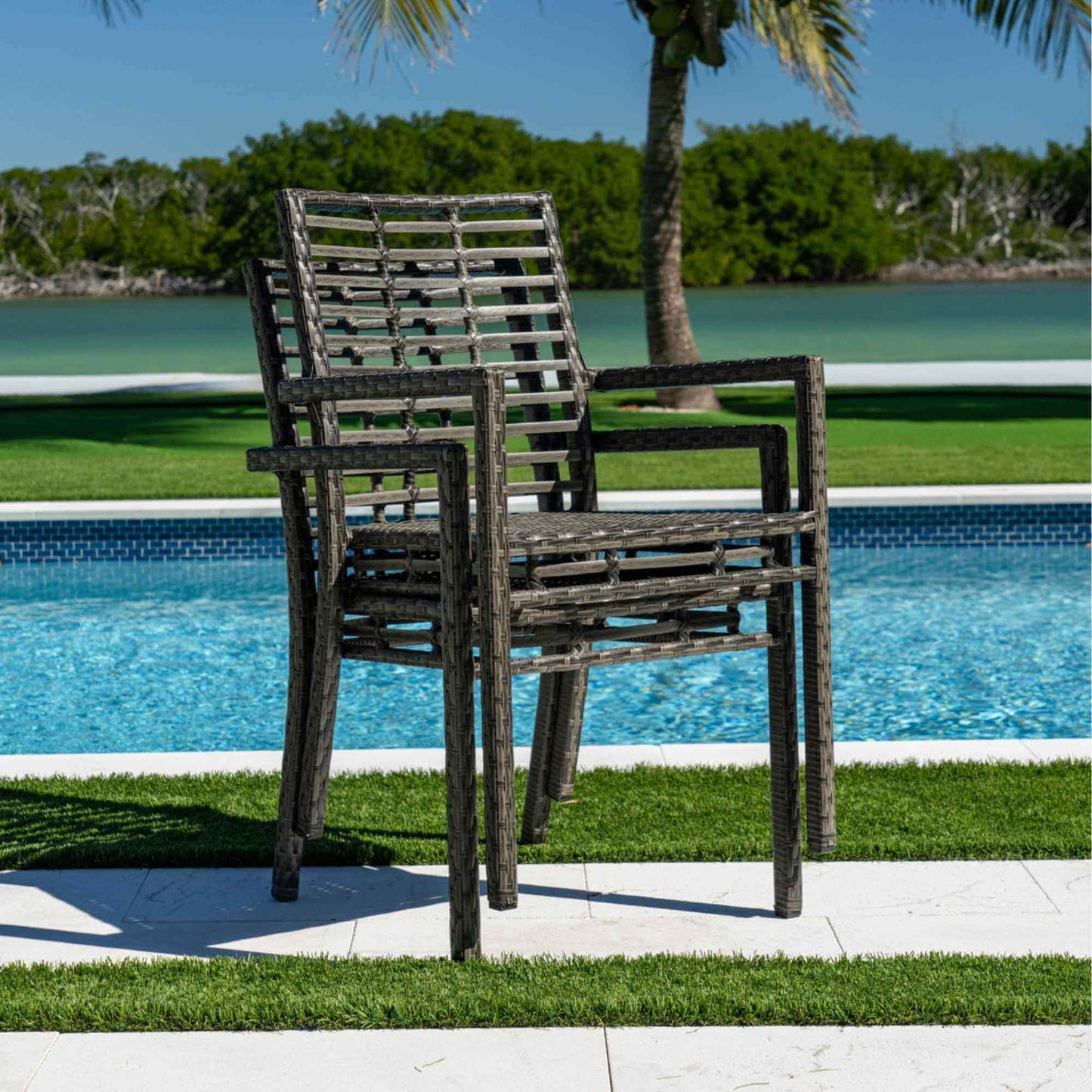 Panama Jack UV and weather-resistant stackable outdoor armchairs with cushions set of 2