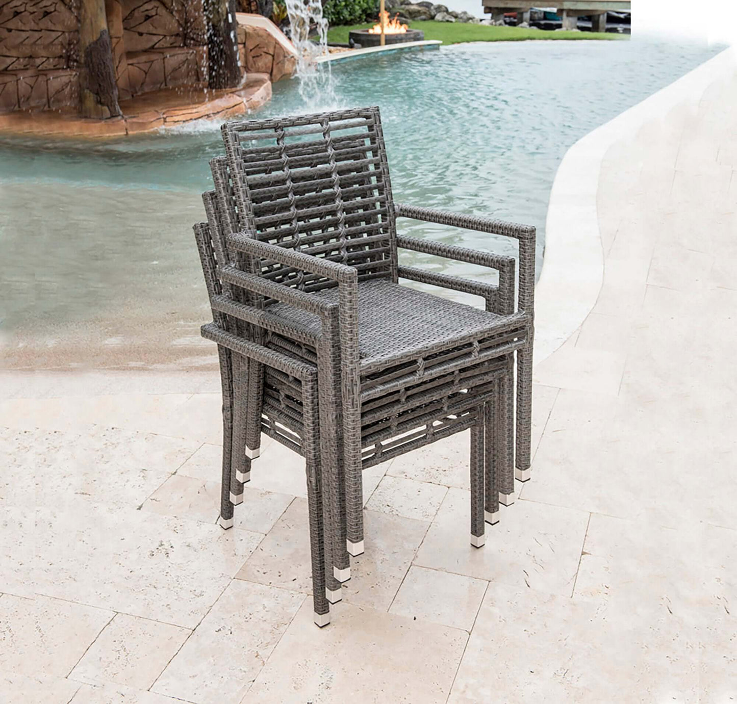 Panama Jack UV and weather-resistant stackable outdoor armchairs with cushions set of 2
