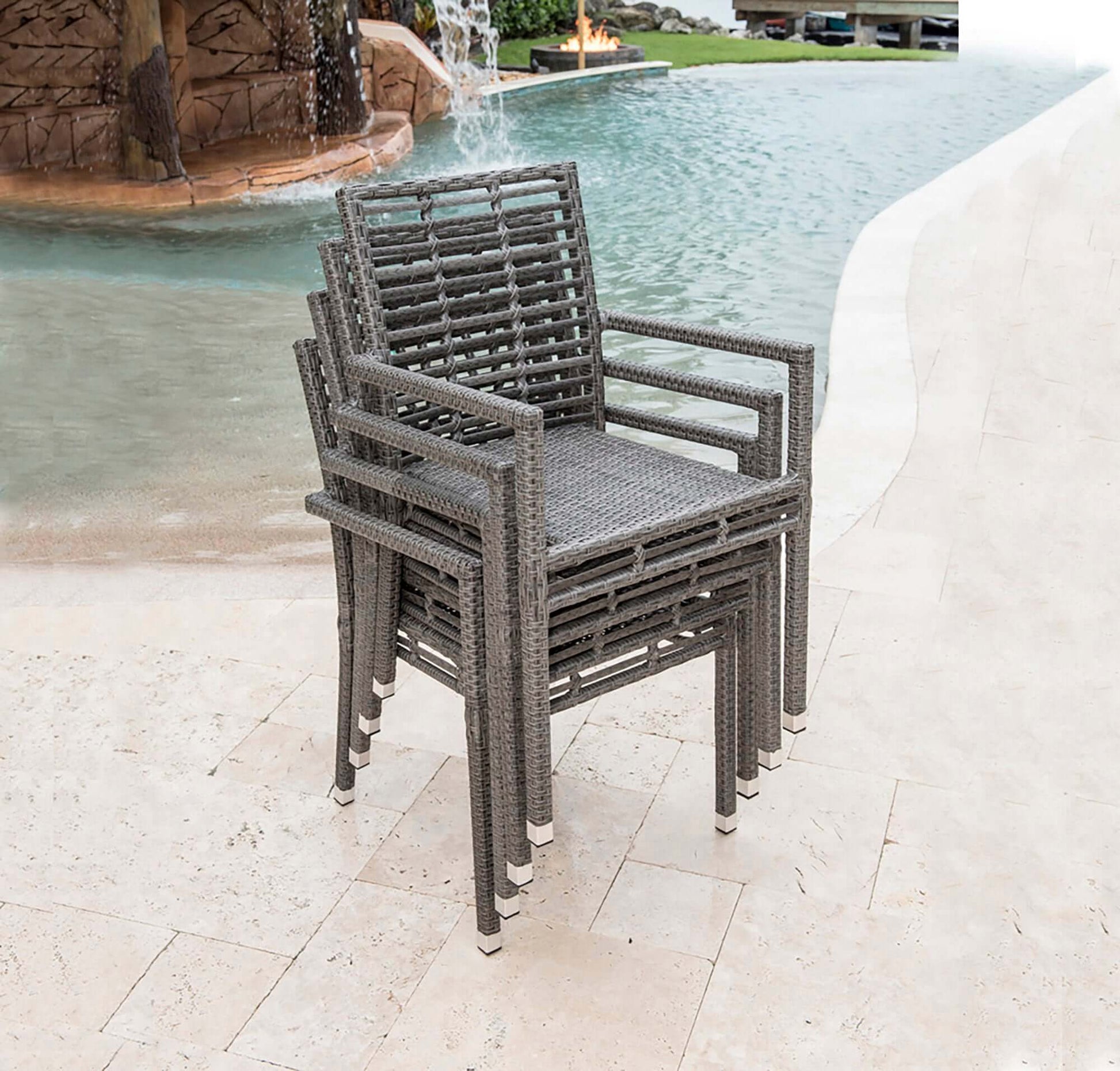Panama Jack UV and weather-resistant stackable outdoor armchairs with cushions set of 2